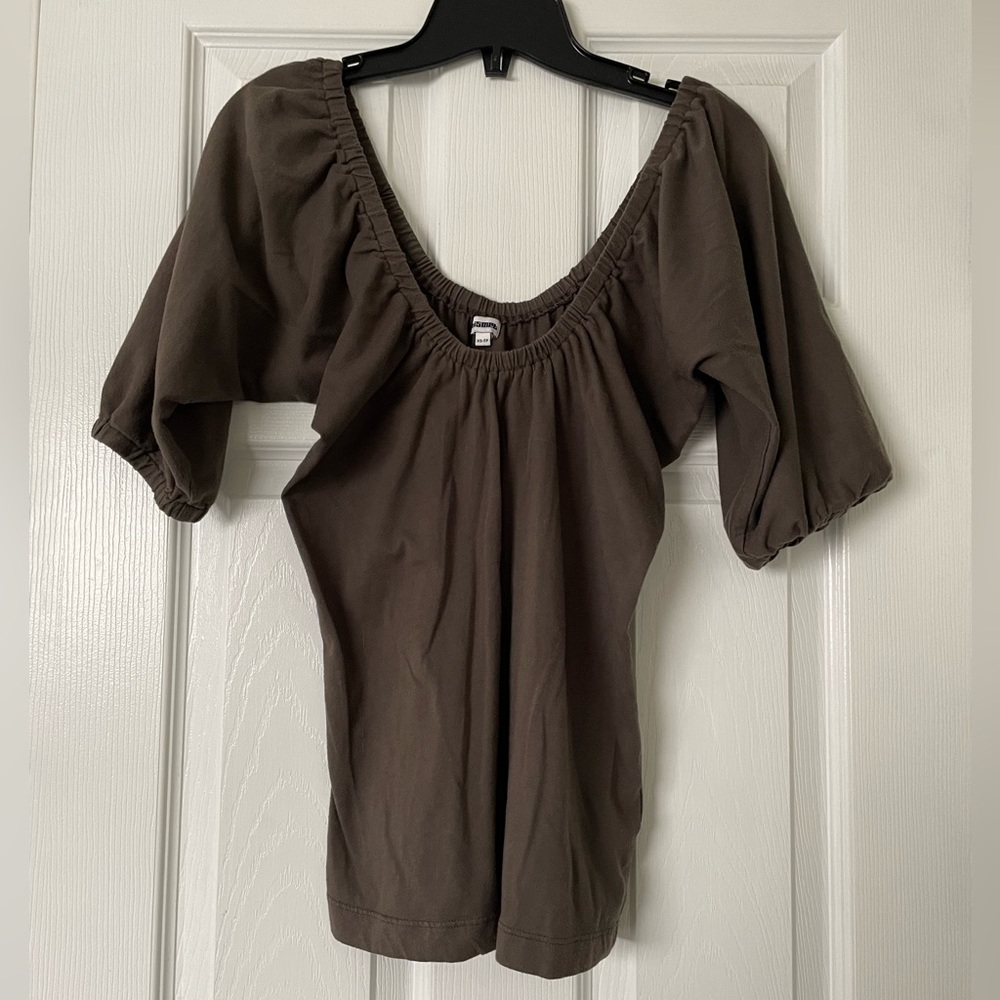 Khaki Convertible Off the Shoulder/Square Neck Top